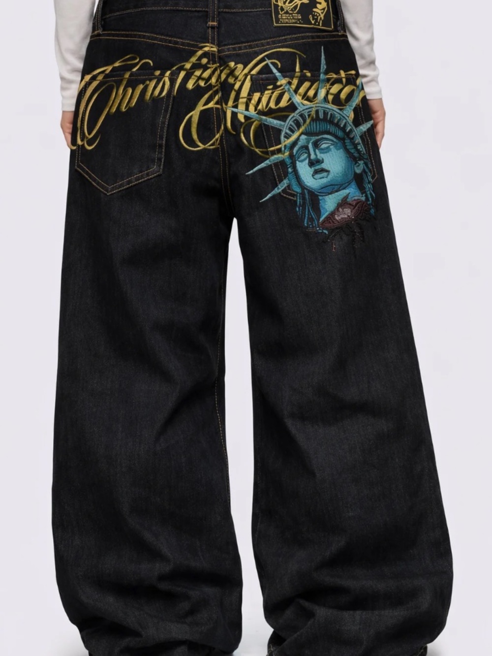 Phantom Liberty Y2K Wide Leg Statue Graphic Jeans Size M